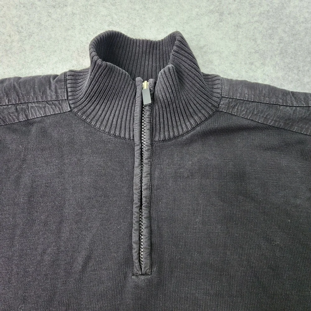 Oscar de la Renta Pullover Sweater Mens Size XL‎ 1/4 Zip Up Long Sleeve Black